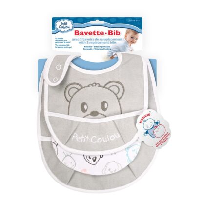 ENS. DE 2 BAVETTES ET 2 RECHANGES - OURSON