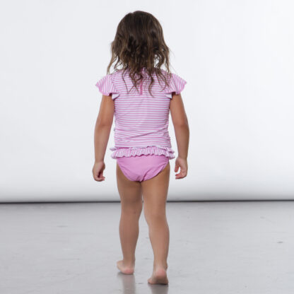 DEUX PAR DEUX ENSEMBLE RASHGUARD DEUX-PIÈCES RAYÉ ROSE ILLUSTRÉ LICORNE, BÉBÉ FILLE – Image 4