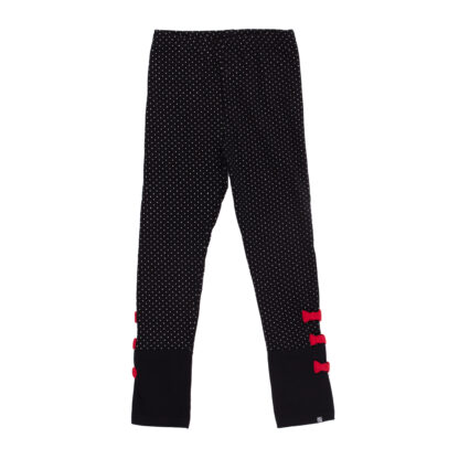 NANO NOEL FILLE. LEGGING NOIR À POIS ROUGE