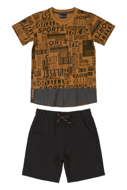 QUIMBY GARÇON. ensemble 2 pieces noir et caramel – Image 2