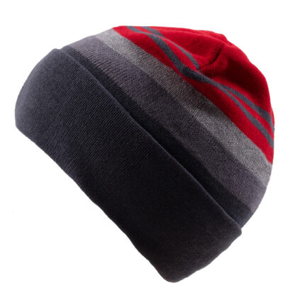 NANO PRINTEMPS TUQUE EN TRICOT CHARCOAL ET ROUGE – Image 2
