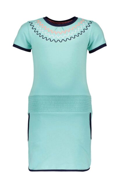 B.NOSY FILLE. ROBE VERT POMME AVEC BRODERIE AU COLET
