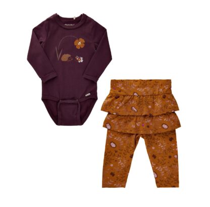 MINYMO BÉBÉ FILLE HESISSON ENSEMBLE 2 PIÈCES BOURGOGNE ET BRUN DORÉ