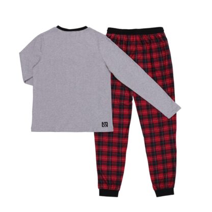 NANO NOEL PYJAMA ADULTE GRIS ET PANTALON CAREAUTÉ ROUGE – Image 2