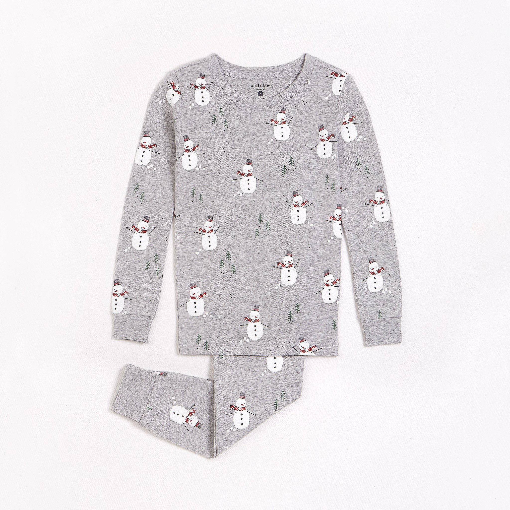 Pyjama De Noël Pour Enfants - Manches Longues, Motif Bonhomme De Neige, Garçon/fille, 2-10 Ans