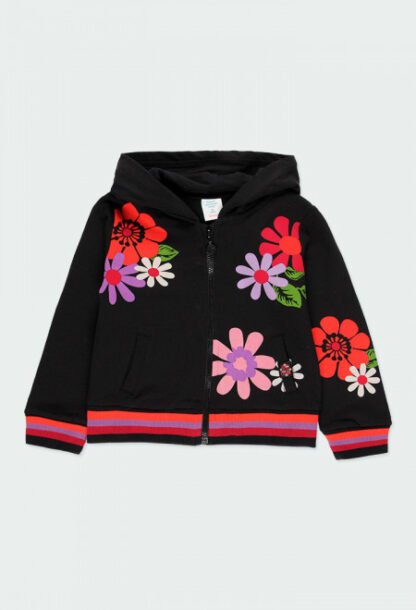 BOBOLI PRINTEMPS FILLE SUMMER FESTIVAL VESTE CAPUCHON NOIR