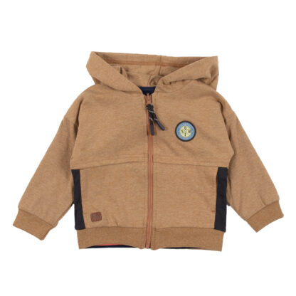 NANO BÉBÉ GARÇON PRINTEMPS PARTONS EN VOYAGE VESTE À CAPUCHON RÉVERSIBLE TAUPE