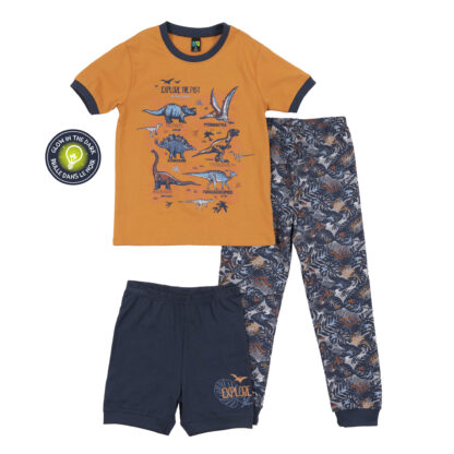 NANO PRINTEMPS PYJAMA 3 PIÈCES DINO CARAMEL