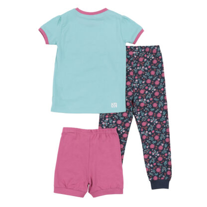 NANO PRINTEMPS PYJAMA 3 PIÈCES TUQUOISE ET ROSE PAPILLON – Image 3