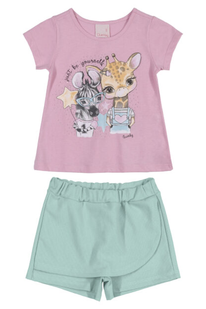 QUIMBY PRINTEMPS/ÉTÉ 22 FILLE ENSEMBLE 2 PIÈCES (T-SHIRT ET JUPE SHORT) – Image 2