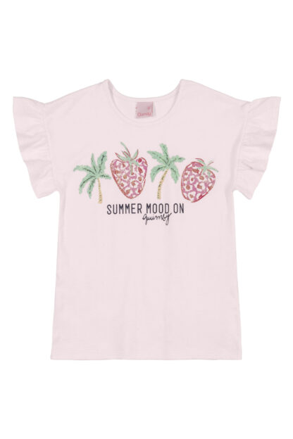 QUIMBY PRINTEMPS/ÉTÉ FILLE FRAISE ENSEMBLE 2 PIÈCES (T-SHIRT/JUPE SHORT) – Image 2