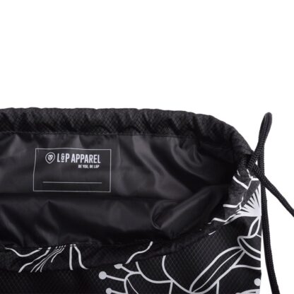 LP SAC DE SPORT À CORDONS (modèle classic'22) NOIR, BLANC FLEURIT – Image 4