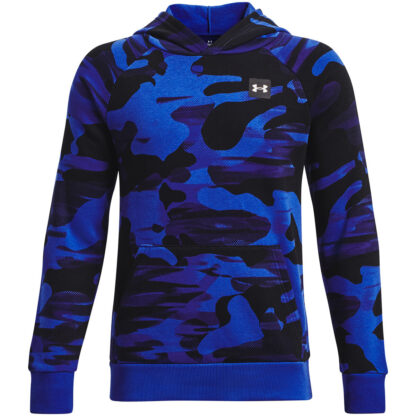 UNDER ARMOUR Garçon UA Rival Fleece Printed Hoodie bleu et noir