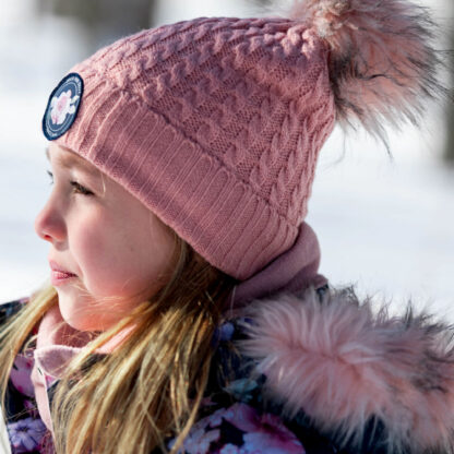 DEUX PAR DEUX HIVER TUQUE TRICOT DOUBLÉE DE POLAR VIEUX ROSE (EN STOCK) – Image 5