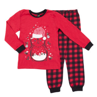 NANO NOEL PYJAMA BÉBÉ UNE PIÈCE ROUGE CHAT ET LUTINE – Boutique