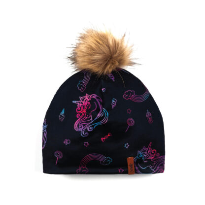 DEUX PAR DEUX PRINTEMPS 2023 TUQUE À PONPOM NOIR LICORNE (EN STOCK)