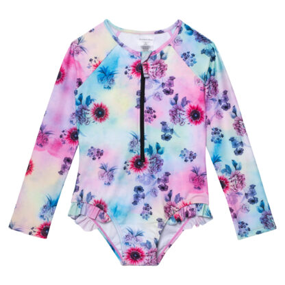 DEUX PAR DEUX PRINTEMPS 2023 MAILLOT TIE DYE FLEURIT UNE PIÈCE RASHGUARD (EN STOCK)