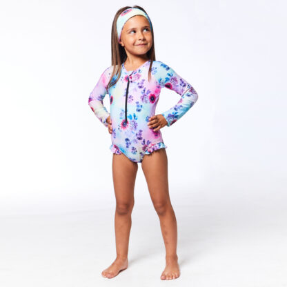 DEUX PAR DEUX PRINTEMPS 2023 MAILLOT TIE DYE FLEURIT UNE PIÈCE RASHGUARD (EN STOCK) – Image 2