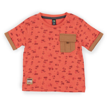 NANO PRINTEMPS 23 BÉBÉ GARÇON RANDONNÉE AVEC LES DINOSAURES T-SHIRT ORANGE