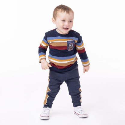 NANO AUTOMNE 23 BÉBÉ GARÇON LA TÊTE DANS LES NUAGES CHANDAIL MARINE LIGNÉ (EN STOCK) – Image 3