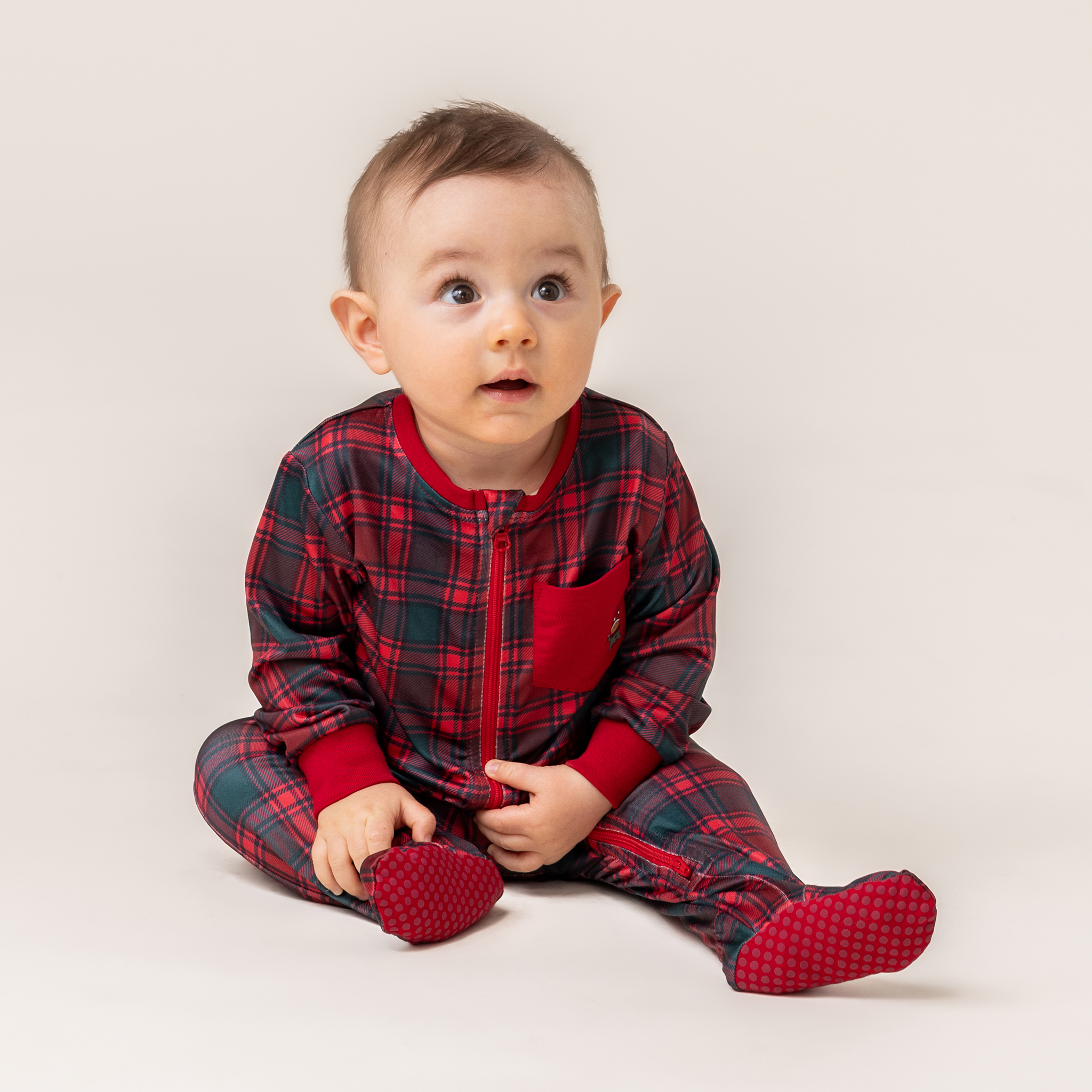 NANO NOEL 25 PYJAMA BÉBÉ UNE PIÈCE ROUGE CARREAUTÉ (COMME LA FAMILLE ...